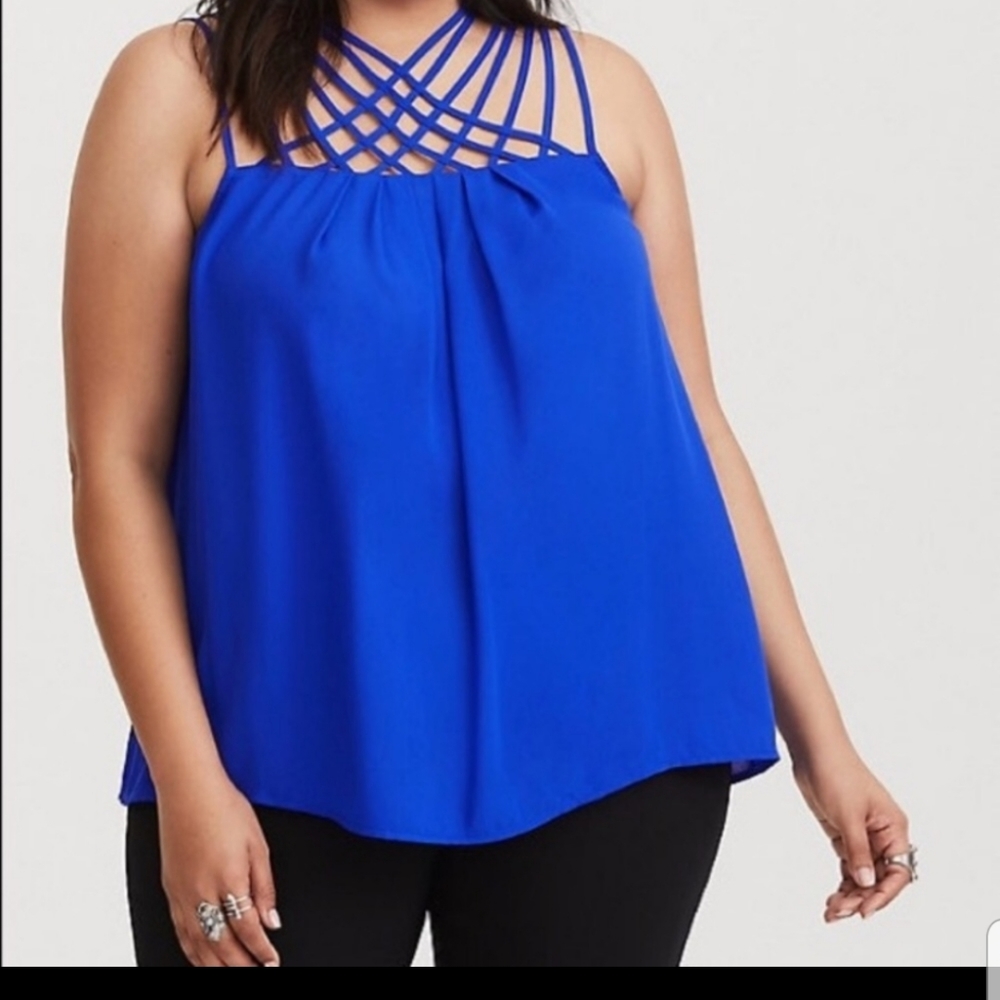 Torrid Strappy Blue Georgette Blouse